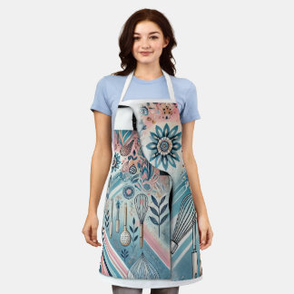 ✨ Vibrant Abstract Apron with Kitchen-Themed 