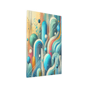 Vibrant Abstract Art with Blue and Teal Oval Forms