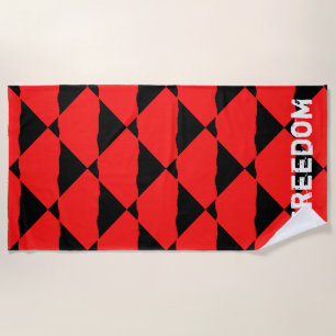 Vibrant Abstract Black and Red Art Print Beach Towel