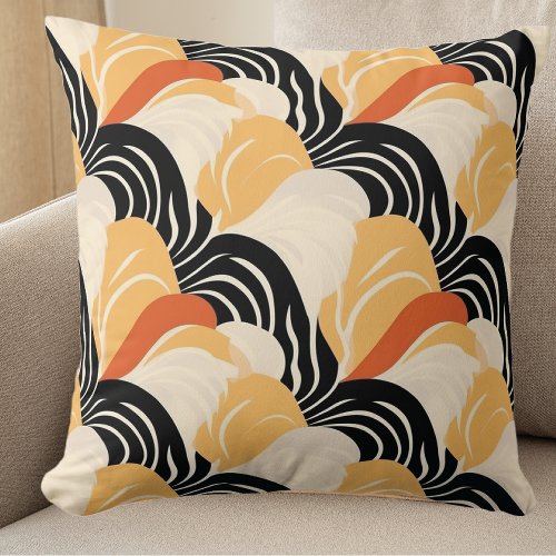 Vibrant Abstract Black  Gold Pattern  Throw Pillow
