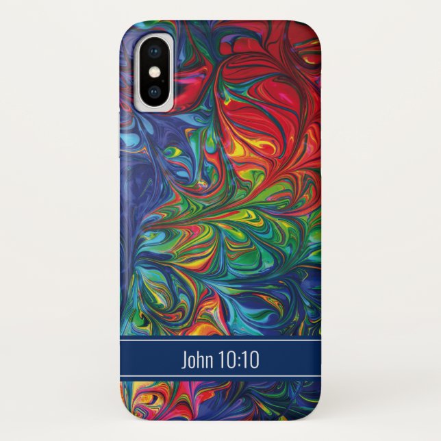 Vibrant Abstract Blue Scripture Personalized Case-Mate iPhone Case (Back)