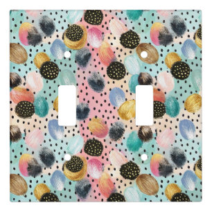 Vibrant Abstract Brushstroke & Polka Dot Pattern Light Switch Cover