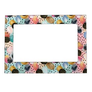 Vibrant Abstract Brushstroke & Polka Dot Pattern Magnetic Frame