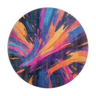 Vibrant Abstract Brushstrokes Color Explosion Cutting Board