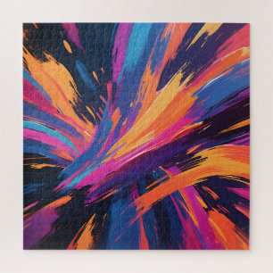 Vibrant Abstract Brushstrokes Color Explosion Jigsaw Puzzle