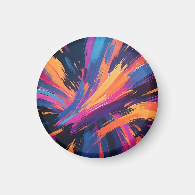 Vibrant Abstract Brushstrokes Color Explosion Magnet (Front)