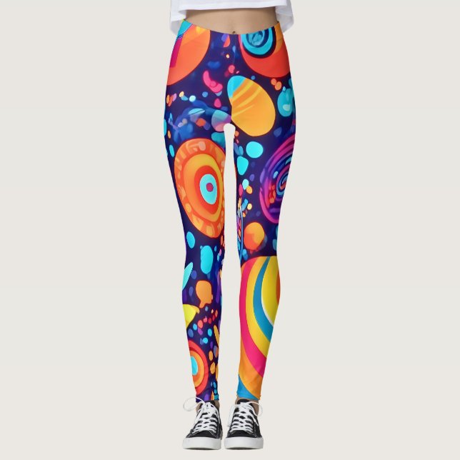 Vibrant Abstract Bubble Universe Leggings (Front)