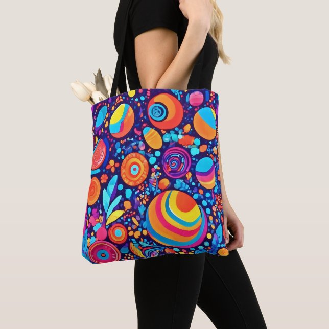Vibrant Abstract Bubble Universe Tote Bag (Close Up)