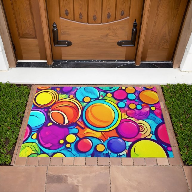 Vibrant Abstract Bubbles Artwork Doormat (Outdoor)