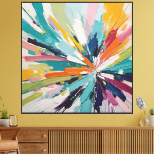 Vibrant Abstract Burst Painting – Modern Expressio Canvas Print