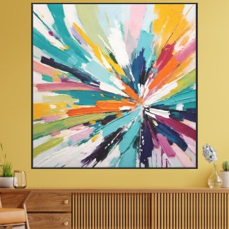 Vibrant Abstract Burst Painting – Modern Expressio Canvas Print
