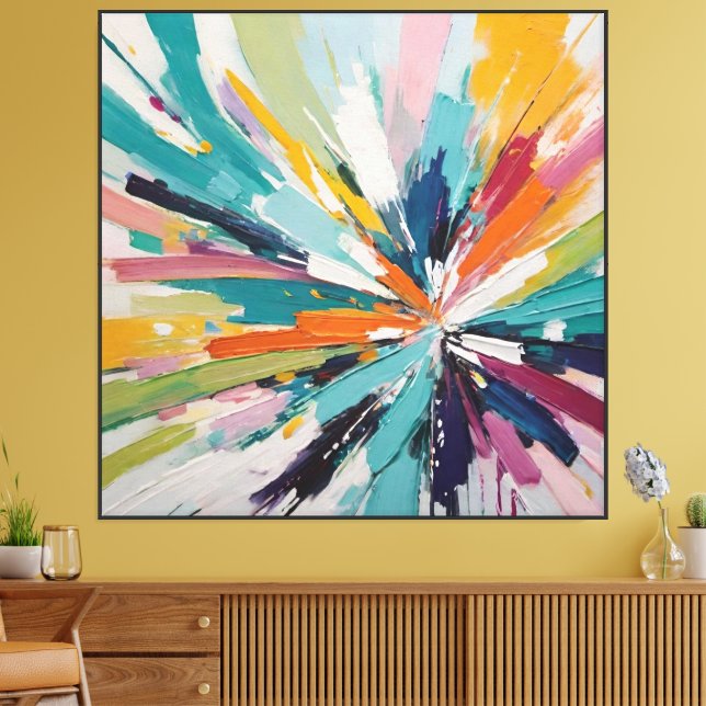 Vibrant Abstract Burst Painting – Modern Expressio Canvas Print (Insitu(LivingRoom))