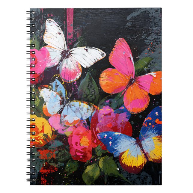 Vibrant Abstract Butterfly Flight (10) Notebook (Front)