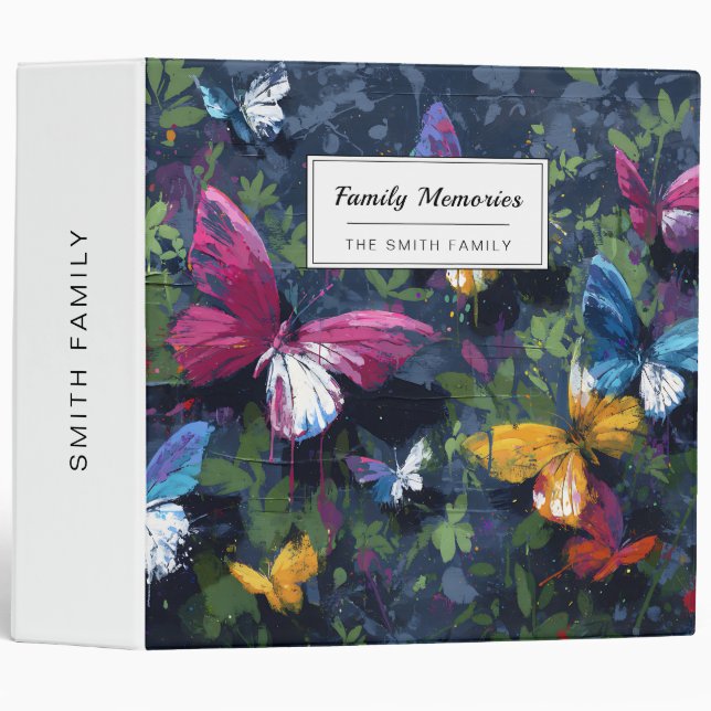 Vibrant Abstract Butterfly Flight (1) 3 Ring Binder (Front/Spine)