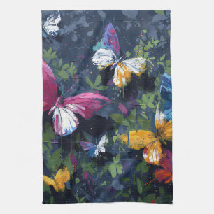 Vibrant Abstract Butterfly Flight (1) Kitchen Towel