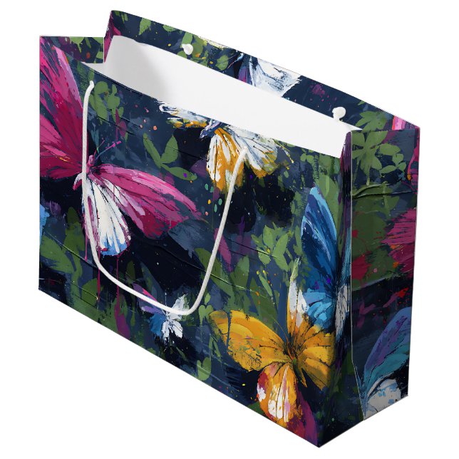 Vibrant Abstract Butterfly Flight (1) Large Gift Bag (Front Angled)