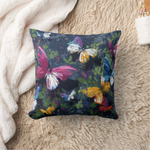 Vibrant Abstract Butterfly Flight (1) Throw Pillow