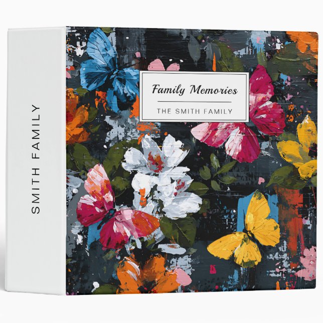 Vibrant Abstract Butterfly Flight (2) 3 Ring Binder (Front/Spine)