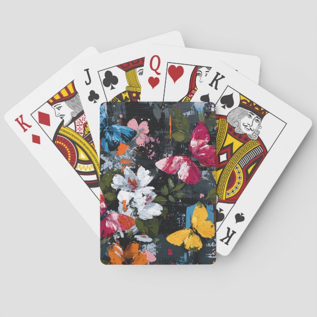 Vibrant Abstract Butterfly Flight (2) Poker Cards (Back)