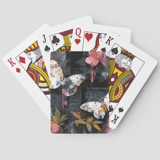 Vibrant Abstract Butterfly Flight (3) Poker Cards (Back)