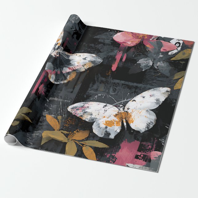 Vibrant Abstract Butterfly Flight (3) Wrapping Paper (Unrolled)