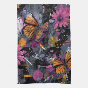 Vibrant Abstract Butterfly Flight (4) Kitchen Towel