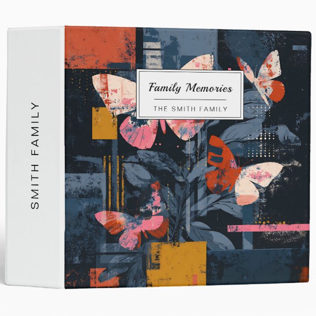 Vibrant Abstract Butterfly Flight (6) 3 Ring Binder (Front/Spine)