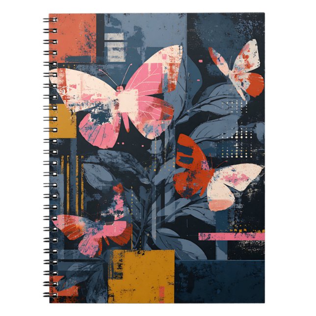 Vibrant Abstract Butterfly Flight (6) Notebook (Front)