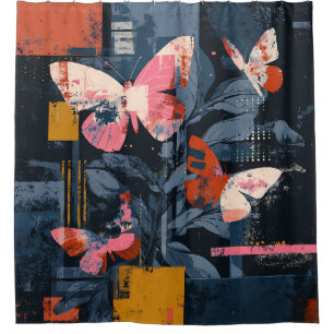 Vibrant Abstract Butterfly Flight (6) Shower Curtain