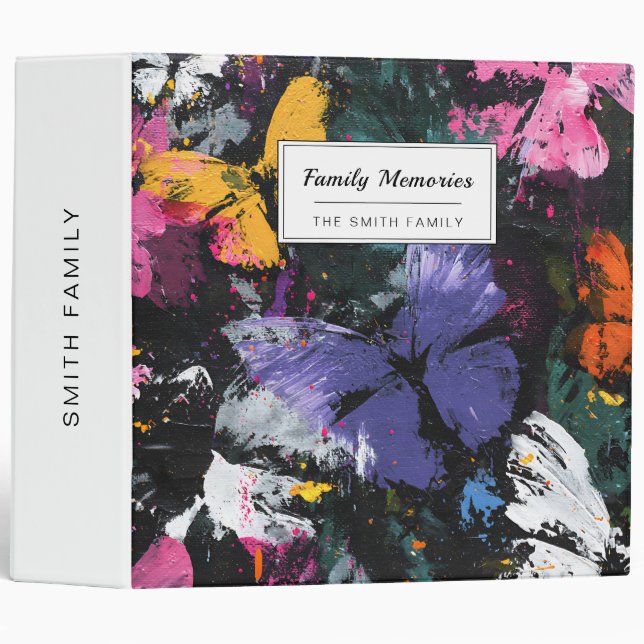 Vibrant Abstract Butterfly Flight (7) 3 Ring Binder (Front/Spine)