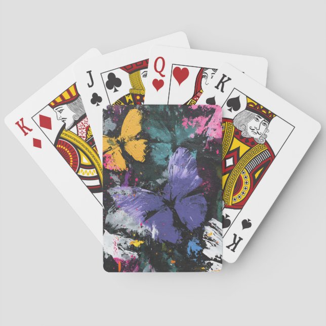 Vibrant Abstract Butterfly Flight (7) Poker Cards (Back)
