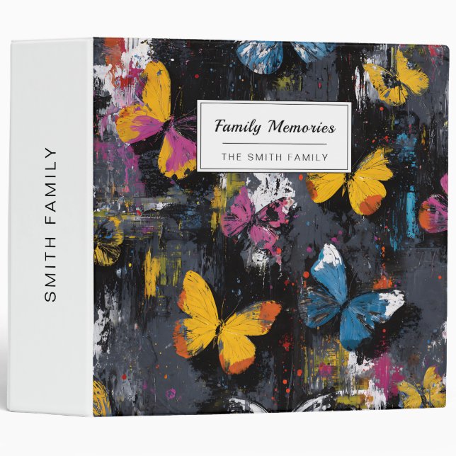 Vibrant Abstract Butterfly Flight (8) 3 Ring Binder (Front/Spine)
