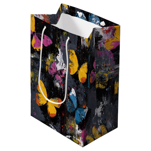Vibrant Abstract Butterfly Flight (8) Medium Gift Bag (Front Angled)