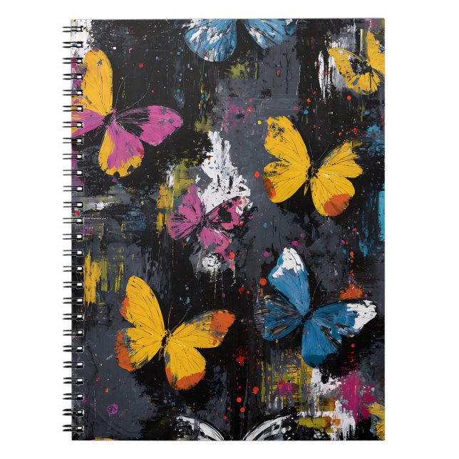 Vibrant Abstract Butterfly Flight (8) Notebook (Front)