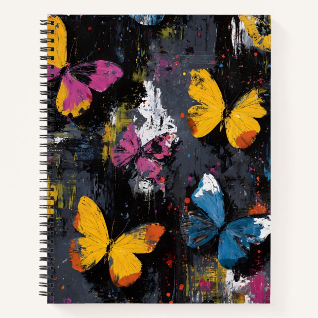 Vibrant Abstract Butterfly Flight (8) Notebook (Front)
