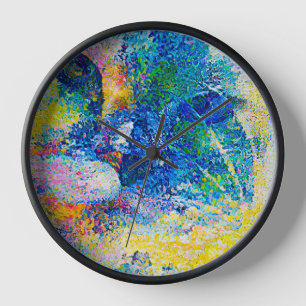 Vibrant Abstract Cat Art Print Clock