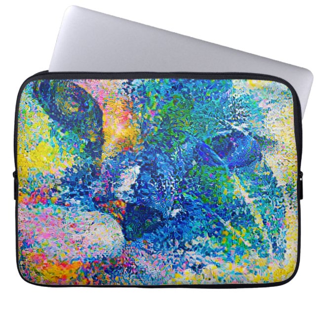 Vibrant Abstract Cat Art Print Laptop Sleeve (Front)