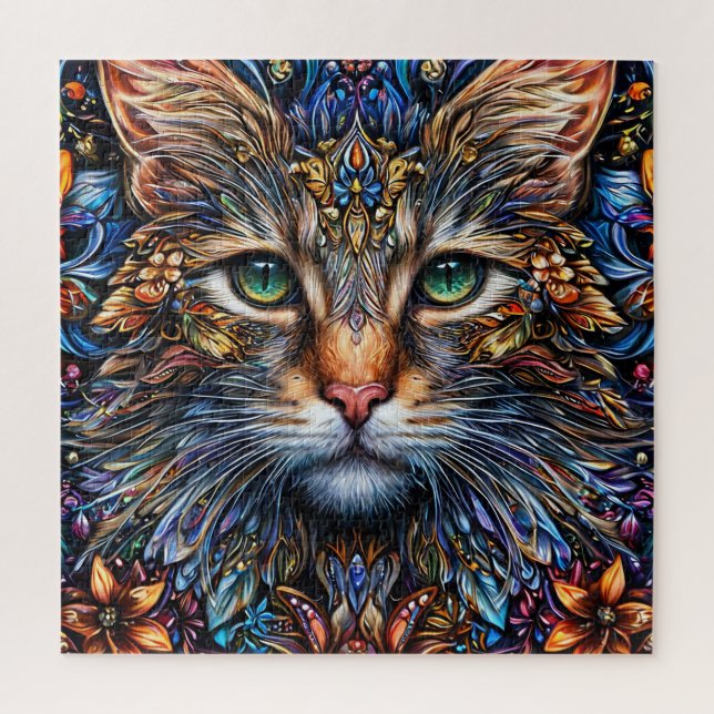 Vibrant Abstract Cat Illustration Jigsaw Puzzle (Vertical)