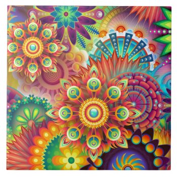 Vibrant Abstract Ceramic Tile by BlackBrookHome at Zazzle