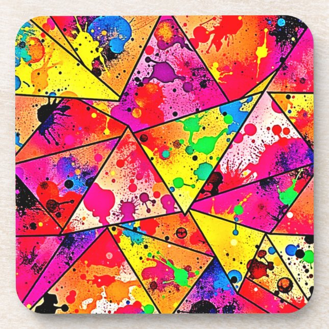 Vibrant Abstract Chaos Unveiled Design Beverage Coaster (Front)