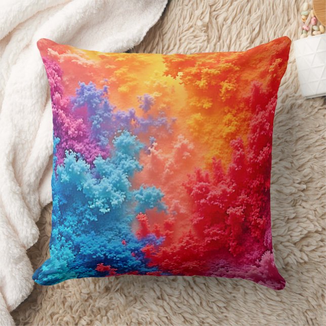 Vibrant Abstract Cloud Hues Throw Pillow (Blanket)