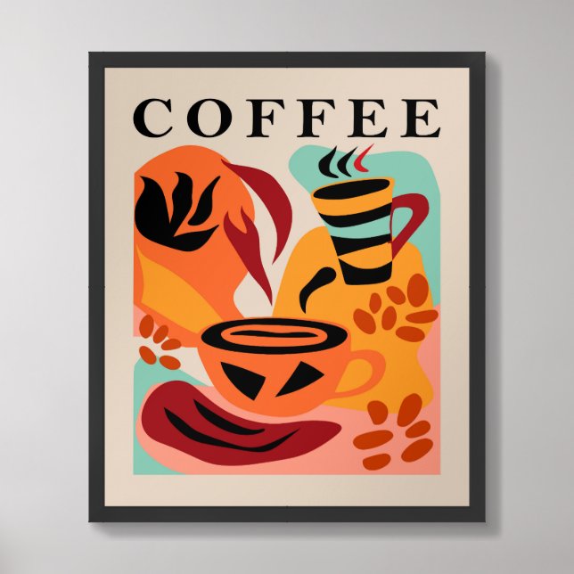 Vibrant Abstract Coffee Wall Art Print  (Framed Front)