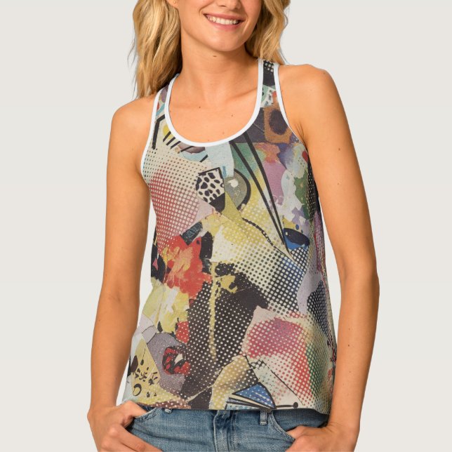 Vibrant Abstract Collage Pop Art Tank Top (Front)