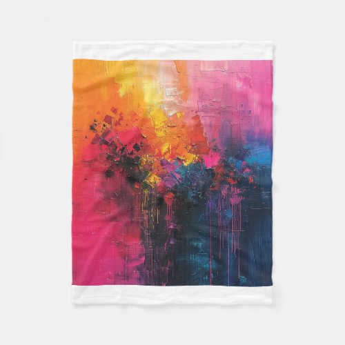 Vibrant Abstract Color Fleece Blanket