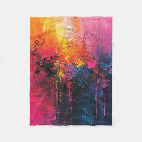 Vibrant Abstract Color Fleece Blanket