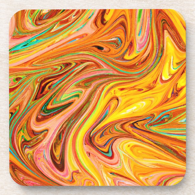 Vibrant Abstract Color pattern Beverage Coaster (Front)