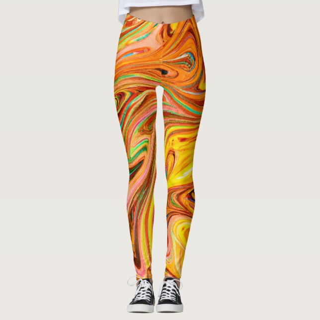 Vibrant Abstract Color pattern Leggings (Front)