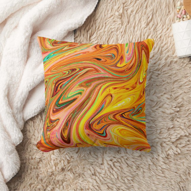 Vibrant Abstract Color pattern Throw Pillow (Blanket)