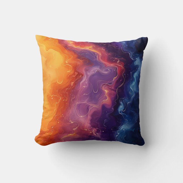 Vibrant Abstract Color Swirl Throw Pillow (Front)