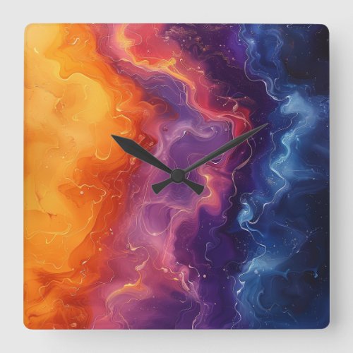 Vibrant Abstract Color Swirl Wall Clock